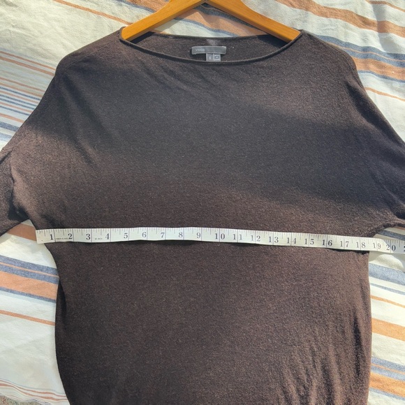 Vince Womens Wool Blend Long Sleeve Sheer Boat Neck Top Brown Sz S - Picture 11 of 12